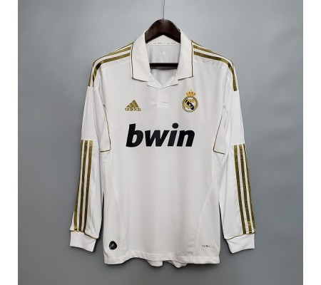 Real Madrid 11/12 Home White Long Sleeve Soccer Jersey